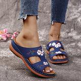 One-Size-In-One Slippers Women's Summer Roman Shoes Heel Thick-Soled Sandals Embroidered Women's Cool