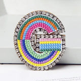 Jewelry 26 English DIY Name Letters Alphabet Rainbow Embroidery with Pin Ouch Beeding Womens Brooches Patches