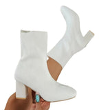 Breakj Boots 2025 New Autumn/Winter Sharp Head Weaving Big Size Women's Boots Coarse High Heel Middle-T-Big-Hee Thin-Skinned Socks