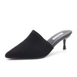 Breakj Half-Slippers High Heel Head Women's Summer New Fashion Half-Shoe Single Shoes Fashion Fine Heel Cool