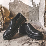 Breakj Men's Business Casual Leather Shoes Block Carved Men's Shoes British Style Breathable Tide Shoes Retro Shoes