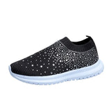 Vulcanized Shoes Sneakers Women Knit Loafer Bling Tenis Feminino Slip on Female Flat Crystal Casual Shoes zapatillas