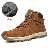 Non-slip Winter Plush Warm Men Boots Waterproof Leather Men Snow Boots Working Men Ankle Boots High Top Men Shoes