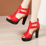 Open Head Thick Bottom 10cm Block Heel Platform Shoes Summer 2022 Small Plus Size 32-43 High Heels Gladiator Sandals