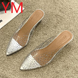 2020 HOT Pointed Toe Clear Heels Women Sandals Summer Shoes Pvc Transparent Pumps Crystal Wedding Jelly Buty Damskie High