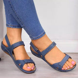 Summer Breathable Fish Mouth Shoes Comfortable Flat-Soled Fashion Open-Toed Velcro Casual Sandals Large Size Women's