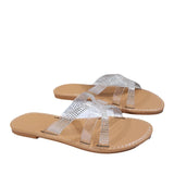 Breakj Slippers Female 2024 Summer Rhinestones Wear Casual One-Line Simple Fashion Large Size