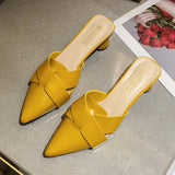Semi-Slippers Women Wear 2023 Summer Fashion Online Celebrity Thick-Heeled Lazy High-Heeled Shoes Ins