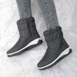 Snow Boots Woman Casual Warm Slip on Plush Shoes Patchwork Ankle Boots Women Fashion Wedges Waterproof Botas