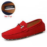 Handmade Men Loafers Luxury Genuine Leather Casual Shoes Comfortable Soft Driving Shoes Warm Fur Plus Office