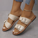 Buckle Flat Bottom Slipper Female 04 New Toe Beach Cold