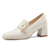 Breakj Size Large Size Women's Shoes Simple Square Head Thick Heel Shoes