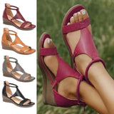 Shoes Comfort Summer 2021 Plus Size Ladies Sandals Heel Zipper Retro Wedge Sandals Woman Soft Bottom Beach