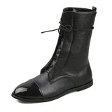 Breakj Large-Size Female Boots English Flying Autumn And Winter New Products And Leisure Boots Tie Splicing Short Martin