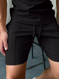 Fashion Lace Up Adjustable Short Commuter Streetwear Men's Solid Color Sports Pants Summer Casual Fitness Running Short