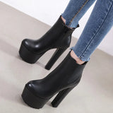 Women's Short Boots Fall And Winter Hates Sky-High Plush, Thick Heels, Short Tube, Small Size Cool Martin Boots, Waterproof Table, Large Size High