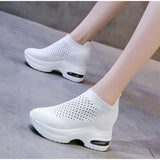 Women Sneakers Breathable Female Knitted Shoes Thick Bottom Walking Shoes Soft Comfortable Spring Air Cushion Summer Casual
