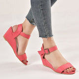 Brand 2022 Sexy Flock Platform Wedges High Heels Shoes Sandals Women Summer Buckle Party Buckle Strap Shoes Woman Sandals
