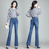 Pants Jeans Women 2019 Spring Slim Wide Leg Ladies Denim Trousers Elastic High Waist Pantalon Jean Femme Woman