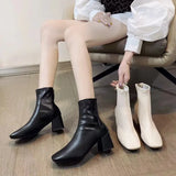 Breakj Version Of The Front Coarse And Short Boots Woman 2025 New Fashion Zipper High And Martin Leather