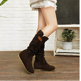 Boot 2021 Winter Internal Increase Mid-calf Boots Lace Flowers Cotton Boots Women Plus Size Suede Boots Botas De