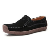 Gril Female Women's Cow Suede Genuine Leather Shoes Flats Slip On Woman Lady Loafers Slip On Mocasines Mujer