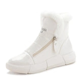 Platform Boots Women Sneakers Shoes Woman High Top Casual Shoes Wedge Zipper Booties Warm White Botas Mujer