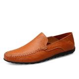 Leather Men Casual Shoes Italian Men Loafers Moccasins Slip On Men's Flats Breathable Hollow Out Male Driving