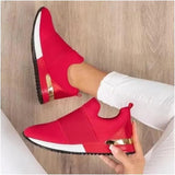 Women Knit Solid Color Sneakers Casual Breathable Slip on Elastic Band Sport Shoes Ladies Platform Vulcanized