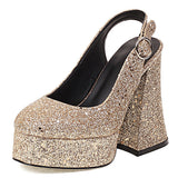 Female Slingbacks Pumps Super High Heel Platform Slip On Bling Trendy Fashion Wedding Party Shoes 2022 Spring