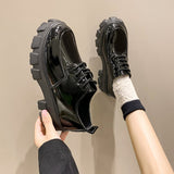Summer And Autumn New English Style Muffin Thick Soles Small Leather Shoes Round Head Tie JK Leisure Love
