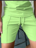 Fashion Lace Up Adjustable Short Commuter Streetwear Men's Solid Color Sports Pants Summer Casual Fitness Running Short