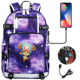 Anime ONE PIECE Schoolbag USB Charge backpack plugged into the headset cord backpack for boys and girl men women travel