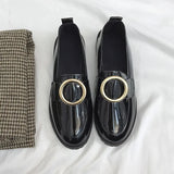 Shoes For Women 2021 Autumn New Small Leather Shoes Female British Style Retro Student Loafers Metal Slip On Woman