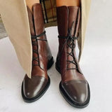 Breakj Large-Size Female Boots English Flying Autumn And Winter New Products And Leisure Boots Tie Splicing Short Martin