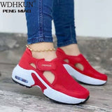 2021 Women Fashion Vulcanized Sneakers Platform Solid Color Flats Ladies Shoes Casual Breathable Wedges Ladies Walking