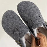 Women's Slides Slippers High Quality Woolen Felt Soft Cork Buckle Sandals Closed Toe Footwear For