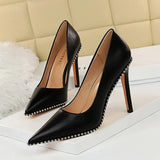 Breakj Fashion Sexy Nightclub Show Thin Heels Women's Shoes With High Heels Shallow Pointed Rivet Single