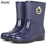 Boots Women Short Tube Rain Shoes Adult Water Boots Anti-skid Water Shoes Jelly Rubber Shoes Rain Boots