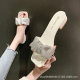 Breakj Drill Cool Slippers Women Wear 2023 Summer New Fashion Word Drag In The Toe And Coarse Woman