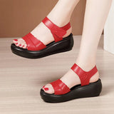 Heel Sandals Women's Muffin Thick Soles Summer 2023 New Velcro Full-Size Open-Toed Sandals With Soft