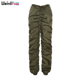 Puss Stacked Mid Waist Harem Pants Women Hipster Casual Lace Up Hip Hop Jogger Fitness Trousers Autumn Street