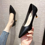 Breakj Shoes Female 2023 Spring And Autumn New Korean Version Simple Girl Small Pure And Fresh Black Single Shoe Pointed Fine Heel Work