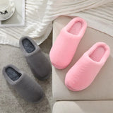Winter Slippers Men and Women Couple Indoor Home Non-Slip Soft Cotton Shoes Women Solid Color Plush Slippers