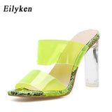 PVC Transparent Slippers Open Toes Sexy Serpentine High Heel Crystal Women's Shoes Transparent High Heels 11cm