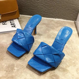 Hot sale Brand Women Slippers Fashion weave High heels Gladiator Sandals Shoes Elegant Female outdoor Summer Solides