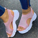 Women Diamond Sandals Summer 2021 Female Shoes Woman Platform Sandals Women Shoes Female Knitted Slip on Peep Toe