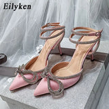 Style Glitter Rhinestones Silk Women Pumps Crystal bowknot Satin Spring Autumn Lady Shoes High heels Party Prom
