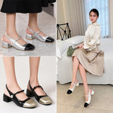 Breakj New Korean Version Of The Square Head With A Single Shoe Women's Casual Mary Jane Women's Shoes Small Sweet Wind Splicing Sandal