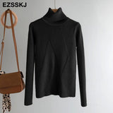 thick Knitted Women high neck Sweater Pullovers Turtleneck Autumn Winter Basic Women Sweaters Slim khaki jacket